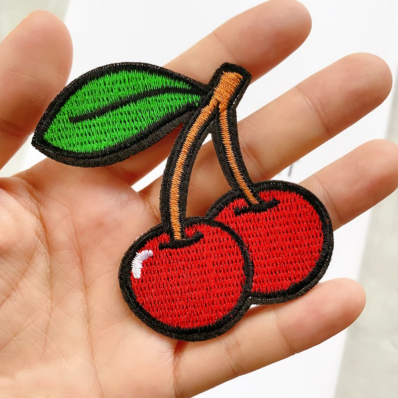 Wholesale Patches Cartoon Cherry BadgeS Fruit Embroidery Patches Sewing Supplies Iron on patches for clothing