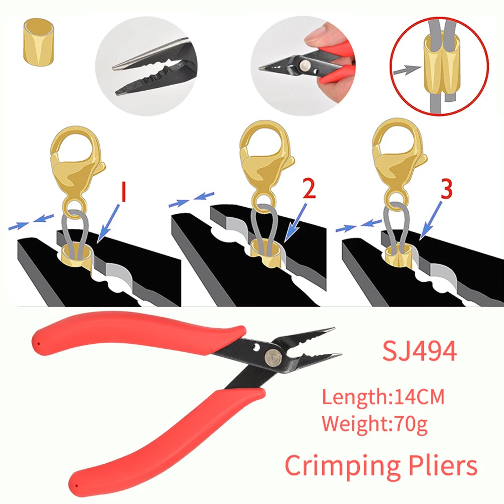 Aço Carbono Crimping Alicate Jóias Fazendo Suprimentos Crimper para Crimp Beads Vermelho 45