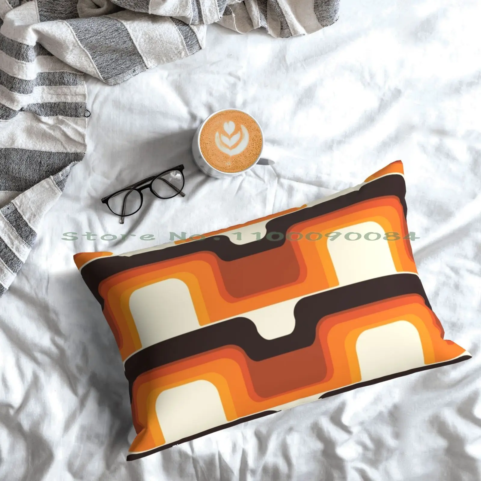 Mid-Century Modern Meets 1970s Orange Pillow Case 20x30 50*75 Sofa Bedroom Mid Century Modern Retro Hippie 1970s 1960s Long