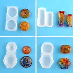 Faceted Round Square Orgonite Resin Pendant Mold Crystals Stones Orgone Silicone Resin Mold Keychain Jewelry Making Tool