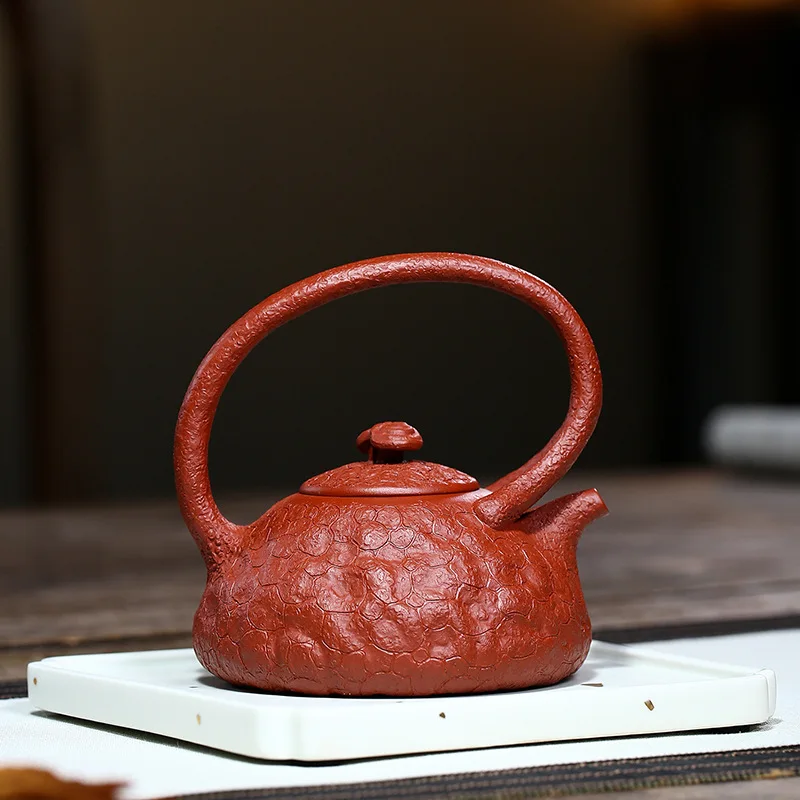 clay teapot is hand-made for spring lifting, raw ore Dahongpao, medium quality, 280cc Liu Shuming purple clay teapot