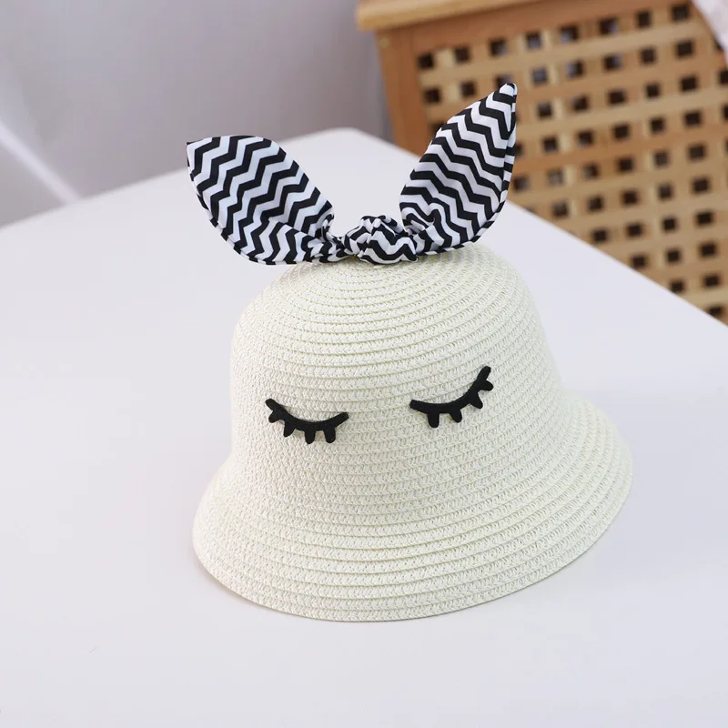 Rabbit Ear Sun Hats Kids Summer Straw Hat Baby Boys Girls Panama Beach Sunscreen Hat Summer New Bunny Brand Straw Hats