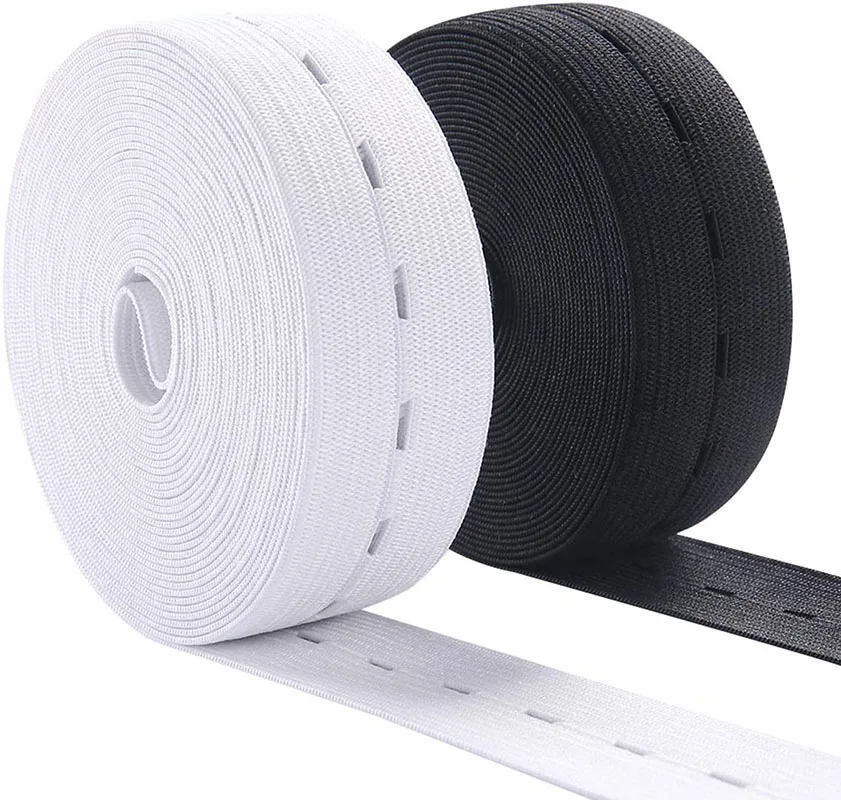 

5Meters Buttonhole Knit Stretch Elastic Band 15/20/25mm White Black Sewing Webbing For DIY Sewing Accessories