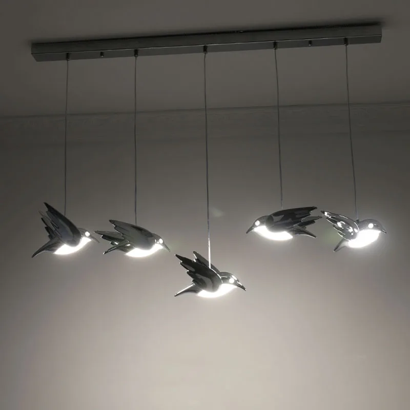 Bird Lamp LED Pendant Lights Hight Bright Saving Energy Luxury Silver Aviation Dining Room Bar Hotel  Led Lights for Room CE