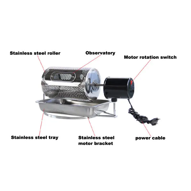 Household Coffee Beans Roaster Electric Auto-Rotate Coffee Bean Roasting Baking Machine 110V/220V