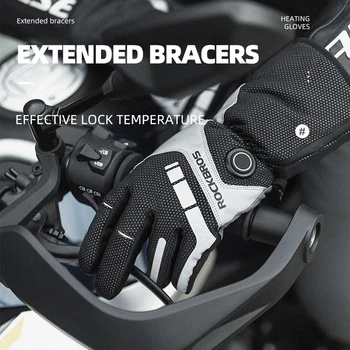 ROCKBROS Beheizte Handschuhe Batteriebetriebene Winter Thermo-Motorrad-Heizhandschuhe Reiten Wasserdicht Guantes Para Moto Touchscreen