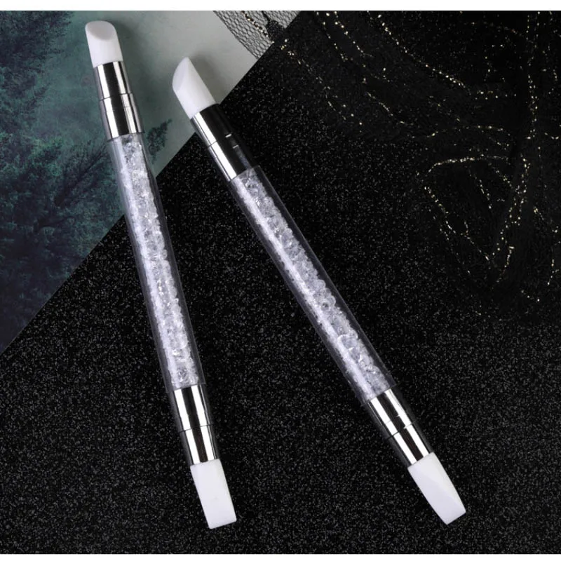 Dual-ended Silikon nail art pinsel Skulptur Stift 2 Weg 3D Carving Pulver Maniküre Punktierung Pinsel Werkzeug pinceles para acrilico unas