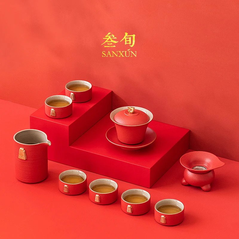 

Porcelain Tea Set Aesthetic Charms Teaware Chinese Tea Pot and Cup Set Portable Gift Box Tetera Porcelana Teaware Sets BG50TS