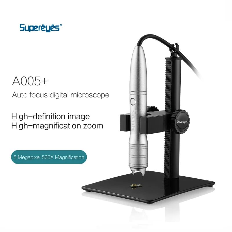 Supereyes A005 5MP 1-500X Handsfree Auto Focus Video Digital Microscope USB Handheld Endoscope Magnifier Otoscope CMOS Borescope