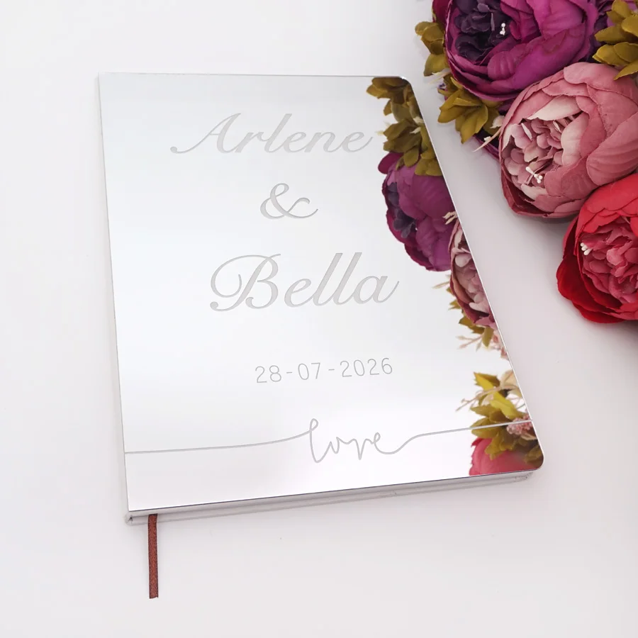 Acrylic Mirror Engraved Wedding Signature Guest Book Love Script Personalized Bridal Shower Custom Marriage Gift