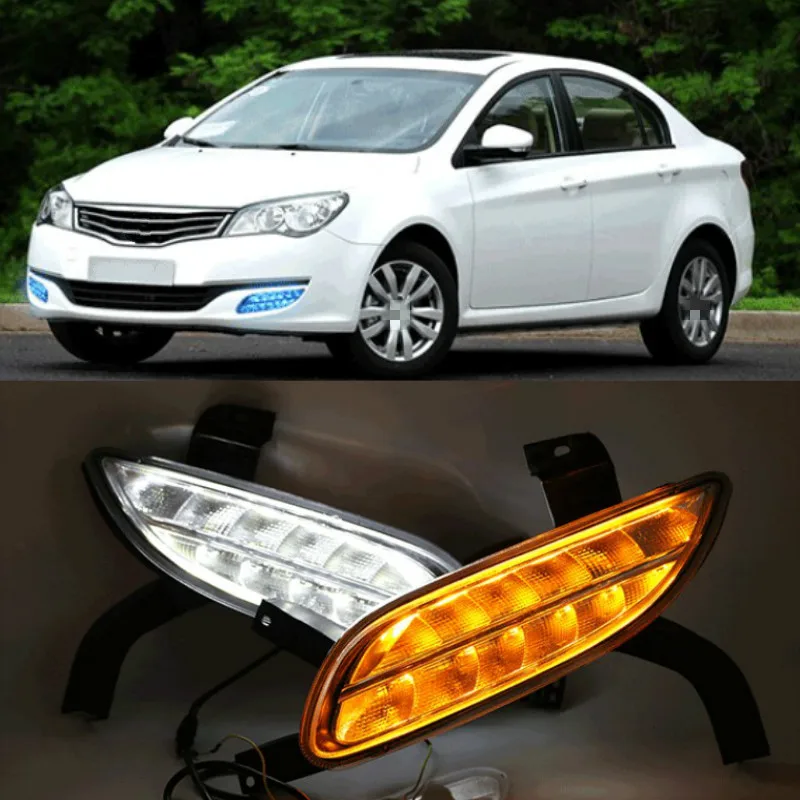 

For Roewe 350 2011-2016 LED Daytime Running Lights DRL Fog Lamp with Yellow Turn Signal Lamp