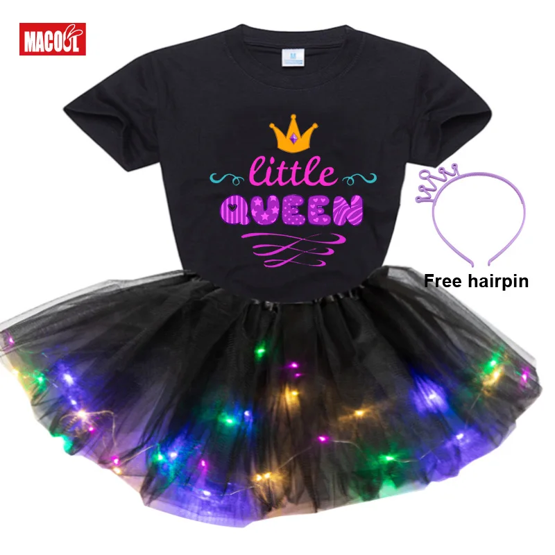 Girls Tutu Dress Sets Toddler baby Girl Summer Clothes princess Party Little queen t shirt Set Kids Rainbow tutu Birthday Outfit