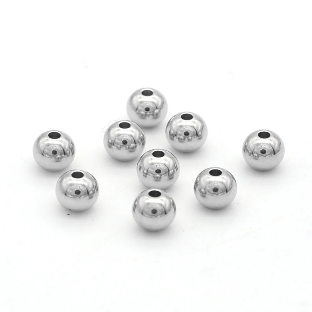 100pcs/Lot DIY Bead Stainless Steel 3/4/5/6/8mm Ball Charm Beads For DIY Making Necklace Bracelet Accessories