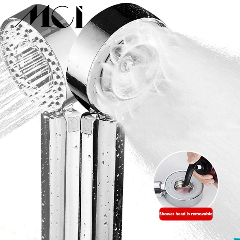 Mci Double-sided Shower Head Water Saving Round ABS Chrome Booster Bath Shower High Pressure Handheld Hand Shower