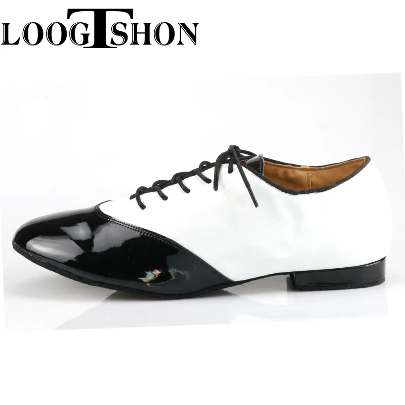 Men\'s  Leather Ballroom Dance Shoes Modern Dance Shoes Tango Party Wedding Dance Shoes Black White Color Matching Soft Bottom