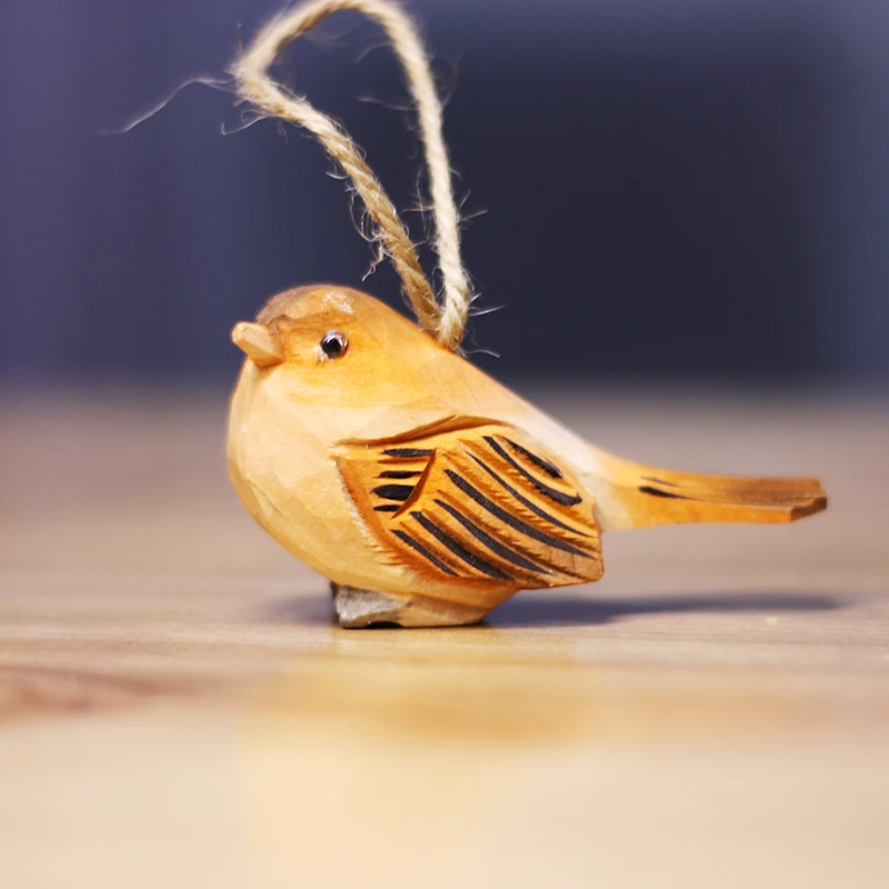 

Bird Woodcarving Pendant Animal Solid Wood Sculpture Home Decoration