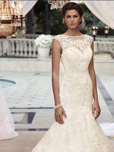 Casamento Romantische Cap Sleeve Applicaties Vestido De Noiva 2018 Sexy Modieuze A-lijn Bruidsjurk Moeder Van De Bruid Jurken