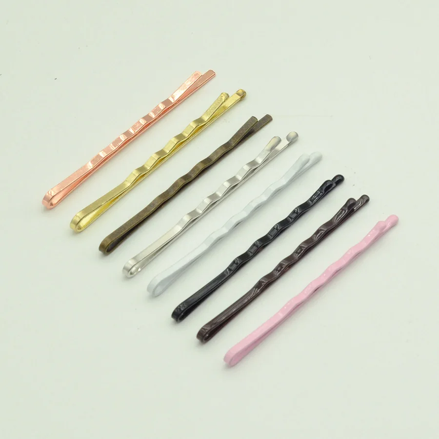 50PCS 2mm*5.5cm Waved Plain Metal Bobby Pins Hair Slides Slim Plain Hairpins for DIY Hair Accessoriess