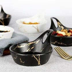 Ceramic Plate Small Round Black Dessert Salad Fruit Snack Bowl Soy Saucer Seasoning Dish Household Kitchen Supplies Tableware