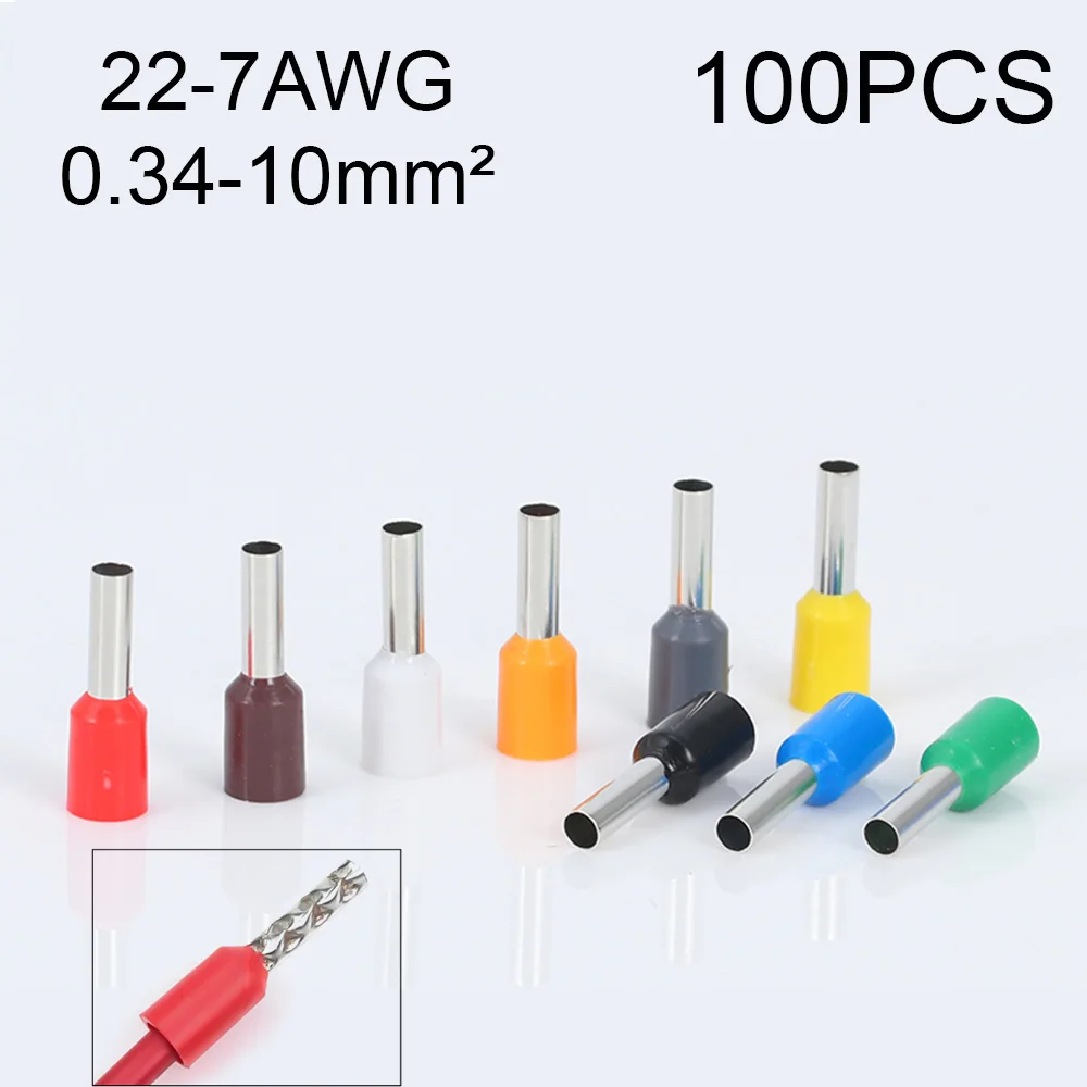 100Pcs 14/18AWG Gauge Electrical Connectors Wire Conector End Crimp Wire Terminal Cable Terminator Insulated Assortment Contacts