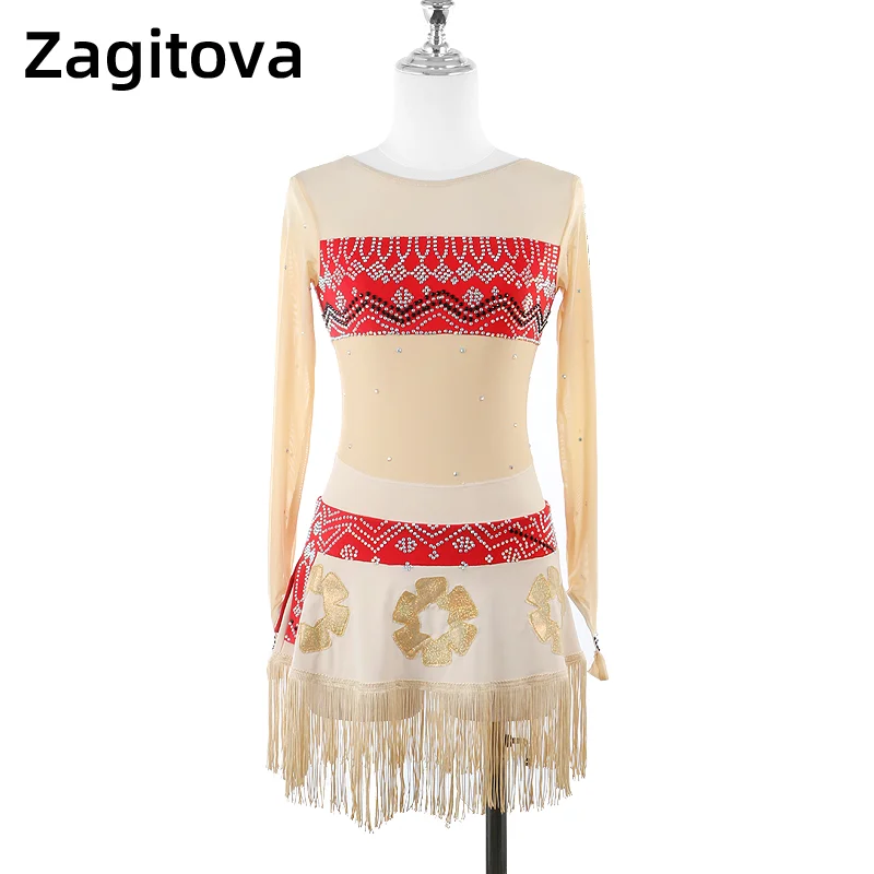 

Zagitova Figure Skating Dress Women's Girls' Ice Skating Skirt Rhythmic Gymnastics Costumes The Croods Mesh Skirt