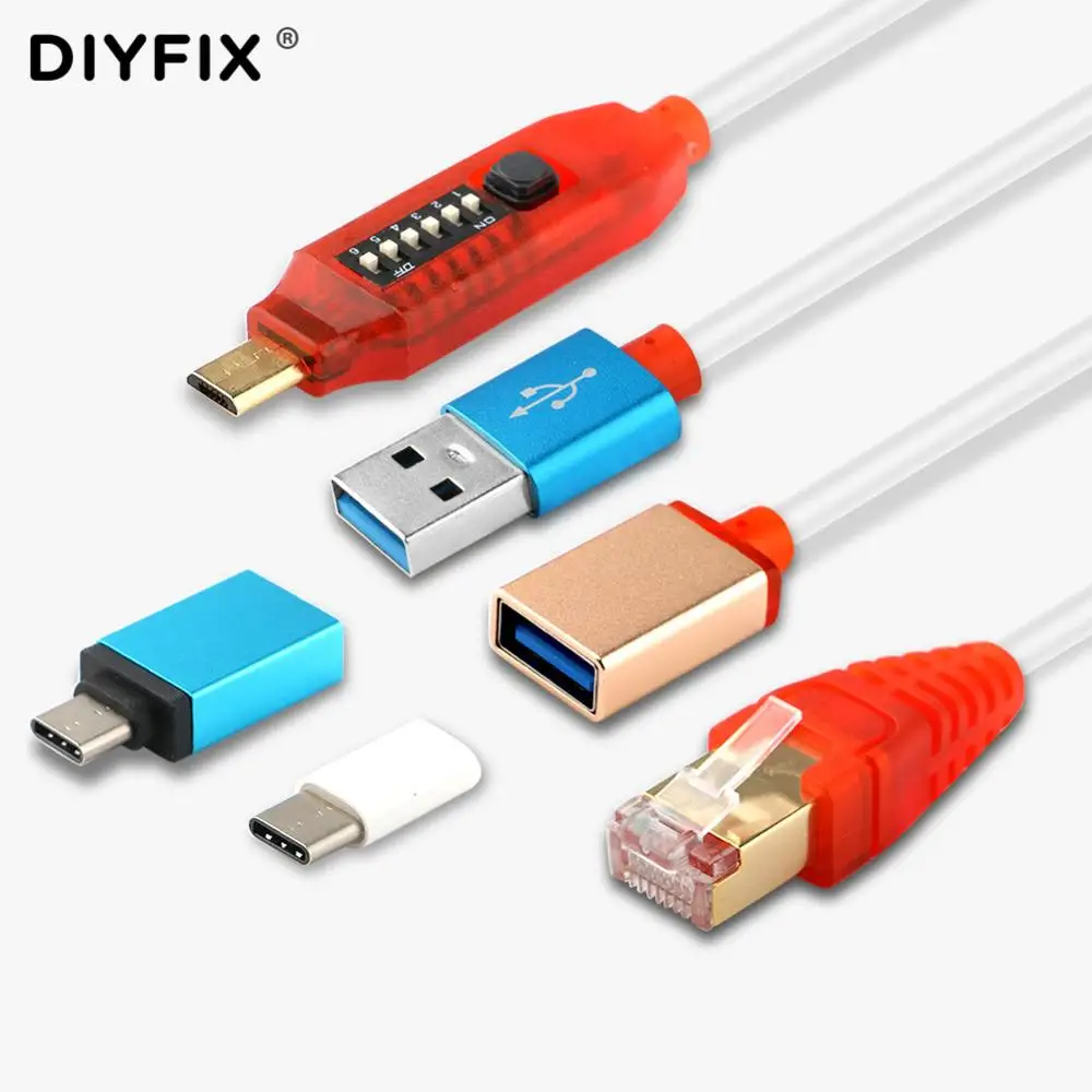 

Зарядный кабель Micro USB RJ45, все в 1, для Qualcomm EDL/DFC/9008 режимов, поддержка быстрой зарядки, MTK/SPD, коробка Octopus, адаптер USB