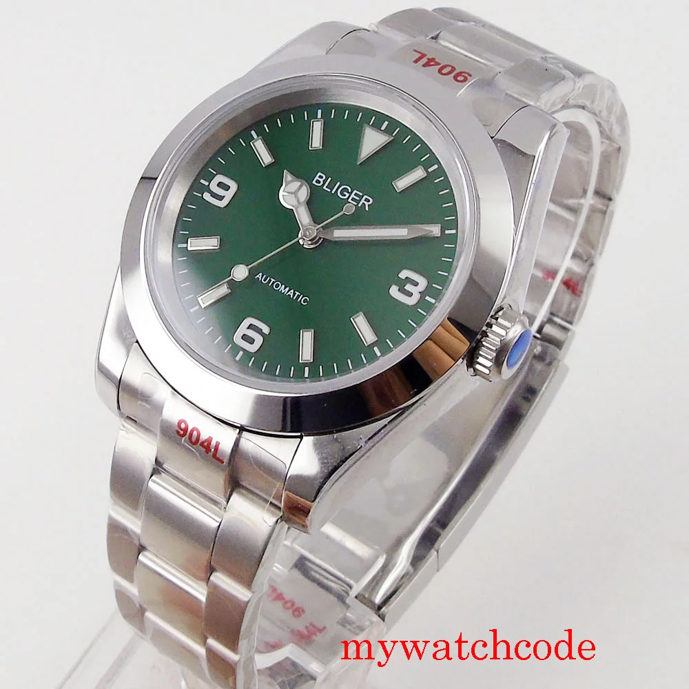 BLIGER 36Mm/39Mm Màu Đen Xanh Lá Xanh Dương Mặt Kính Sapphire Tự Động Nam Đồng Hồ Đeo Tay NH35A Miyota8215 PT5000 Phong Trào Xanh dạ Quang