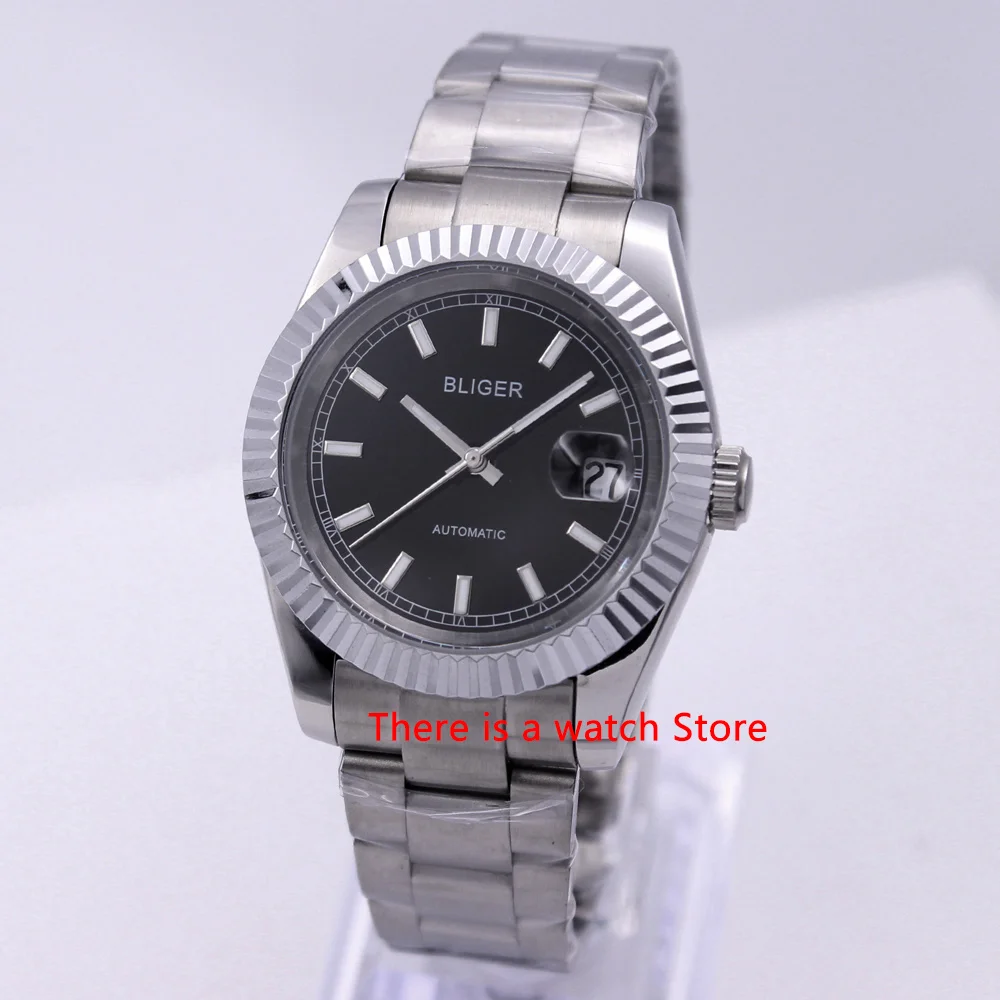 

Bliger 40mm Automatic Mechanical Men Watch Luxury Calendar Luminous Waterproof Sapphire Glass Stainless Steel Case Men's Watch