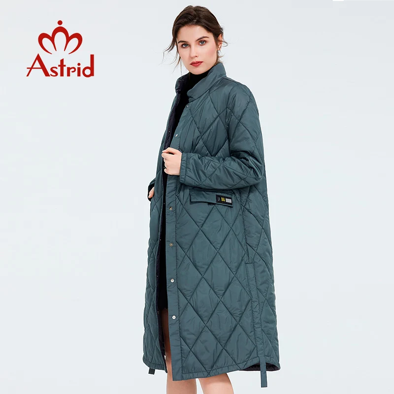 Astrid 2022 Spring Women Parka Coat Warm Jacket Women Thin Cotton Quilted Coat  Standing Collar New Collection  big size ZM-7214