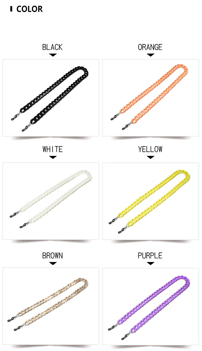 Mode Acryl Brillen Ketten Sonnenbrillen Schnur Anti-Rutsch-Sonnenbrille bänder hängen Ketten am Hals Brillen zubehör – Detail 6