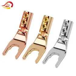 QYFANG Banana Plug Solder Wire Connector U/Y Gold/Rhodium Plated Copper Spade Speaker Audio Jack Screw Fork HiFi Connector Plugs