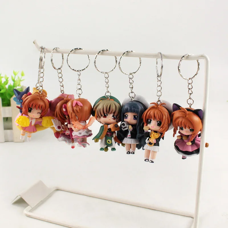 8pcs/set Anime Card Captor Sakura PVC Figures Toys Keychains Kinomoto Sakura Daidouji Tomoyo Li Syaoran Kero