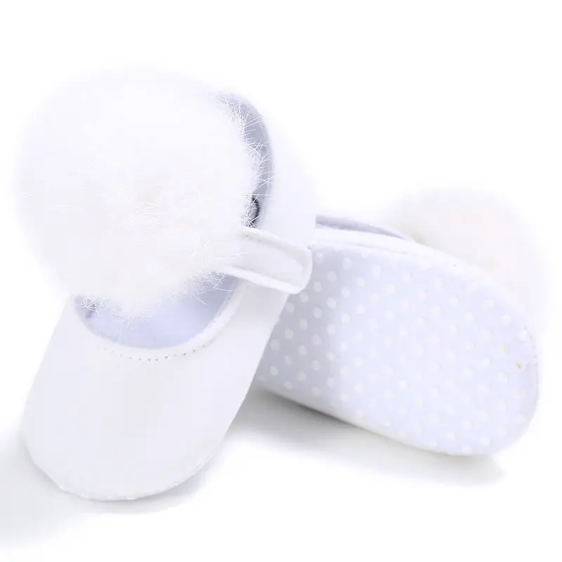 Newborn Infant Baby Girls High Crib Shoes Cotton Pom Pom Ball Princess Toddler Soft Sole Shoes Prewalker Anti-slip Sneaker