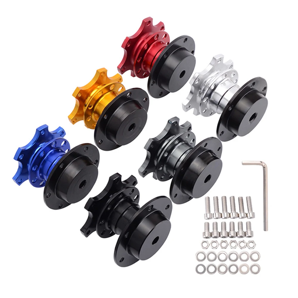 Universal Steering Wheel Quick Release Hub Adapter Snap Off Boss Kit with 6 Hole Steering Wheel Hub for Race/Rally/Motorsport