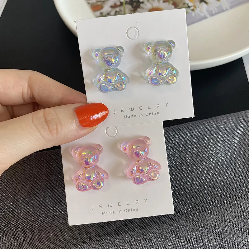 925 Silver Needle Earing Gummy Bear Earrings Jewelry Vintage Hoop Cute Kawaii Accessories Gift Piercing Designer for Women Studs