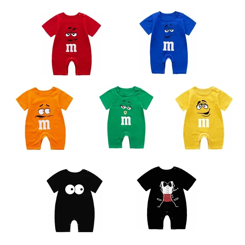 Newborn Baby Girls Clothing Summer Infant Baby Rompers Cartoon M-bean Baby Boys Short Sleeve Jumpsuit Toddler Costume