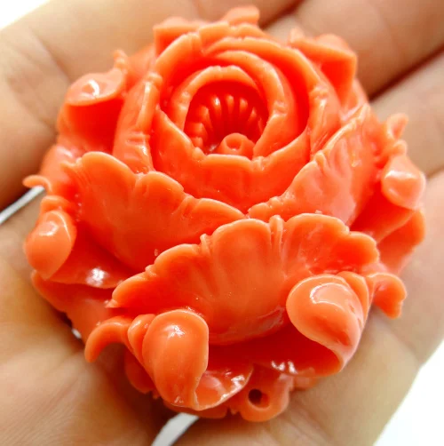 natural Chinese Organic Cinnabar Quartz crystal carve of flower charm Pendant for diy Jewelry making Necklace Accessories  A3