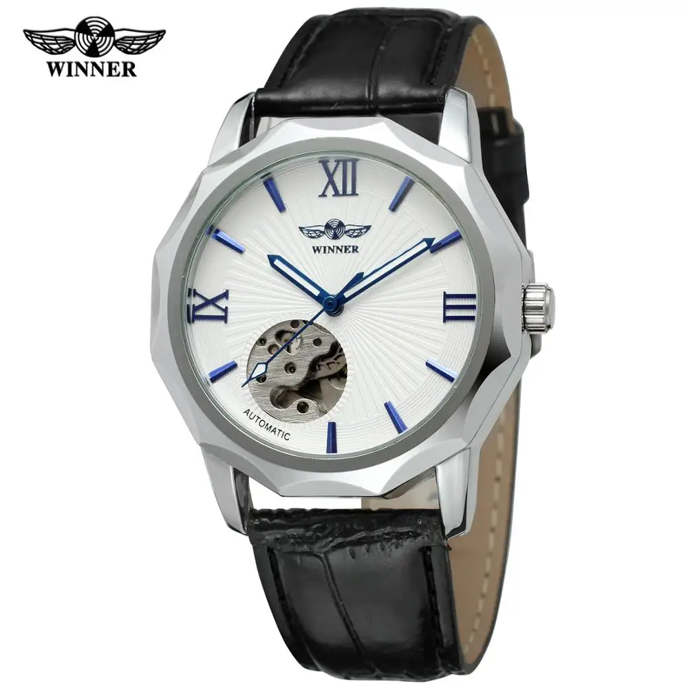 WINNER Round men's and women's watches leisure trend hollow watches automatic mechanical wrist watches