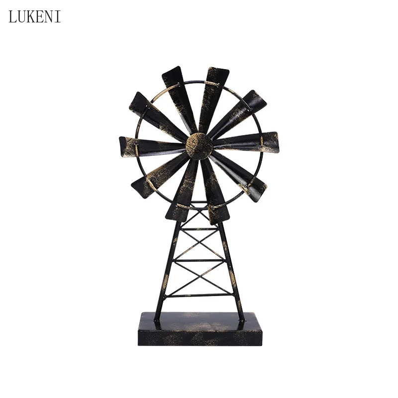 

Retro Decorations Home TV Cabinet Study Window Decoration Porch Creative Crafts Metal Windmill Decorations