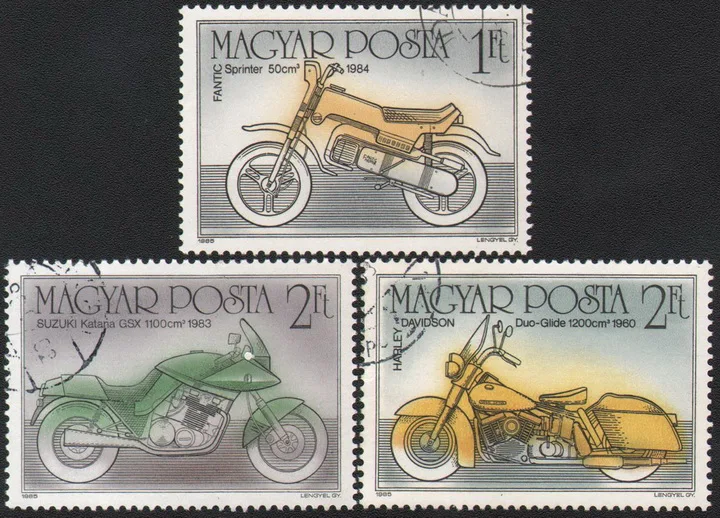 3Pcs/Set Hungary Post Stamps 1984 Motorcycle  Marked Postage Stamps for Collecting