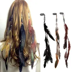 Women Feather Hairband Hair Comb Clips Boho Headband Headpiece Bohemian Tassel Hair Accessories Folk Hairgrip Headwear 2022 New