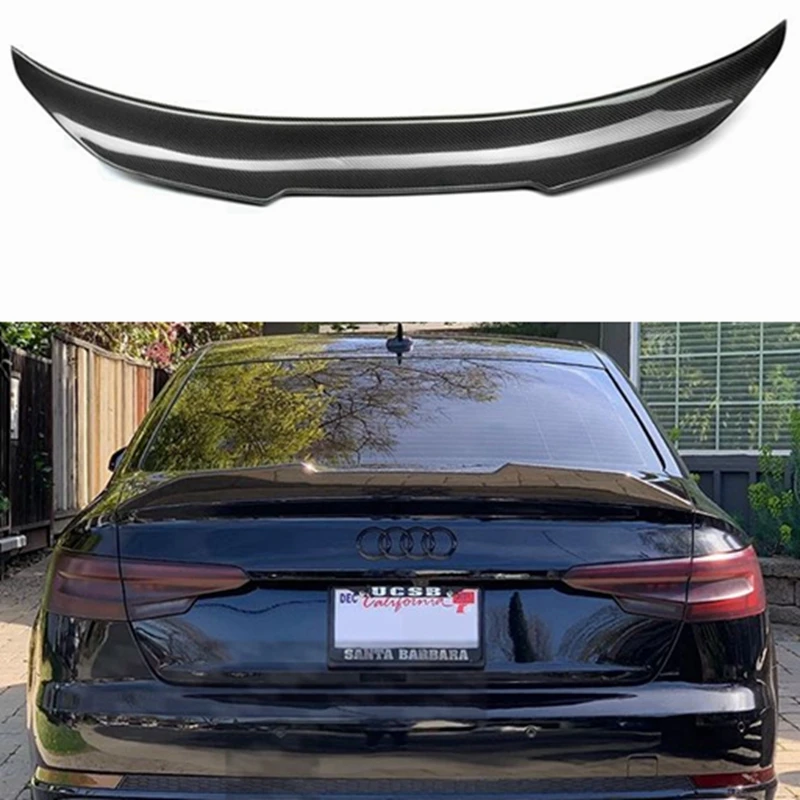 

For Audi A4 B9 S4 S-line 2017-2020 PSM Style Carbon Fiber Rear Trunk Luggage Compartment Spoiler Car Wing