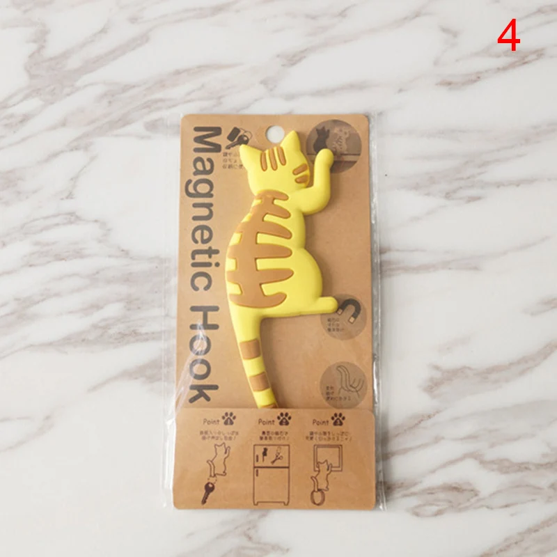 Cat Shape Magnetic Wall Mount Keys Hook Fridge Magnet Hanging Hook Door Decor TUE88