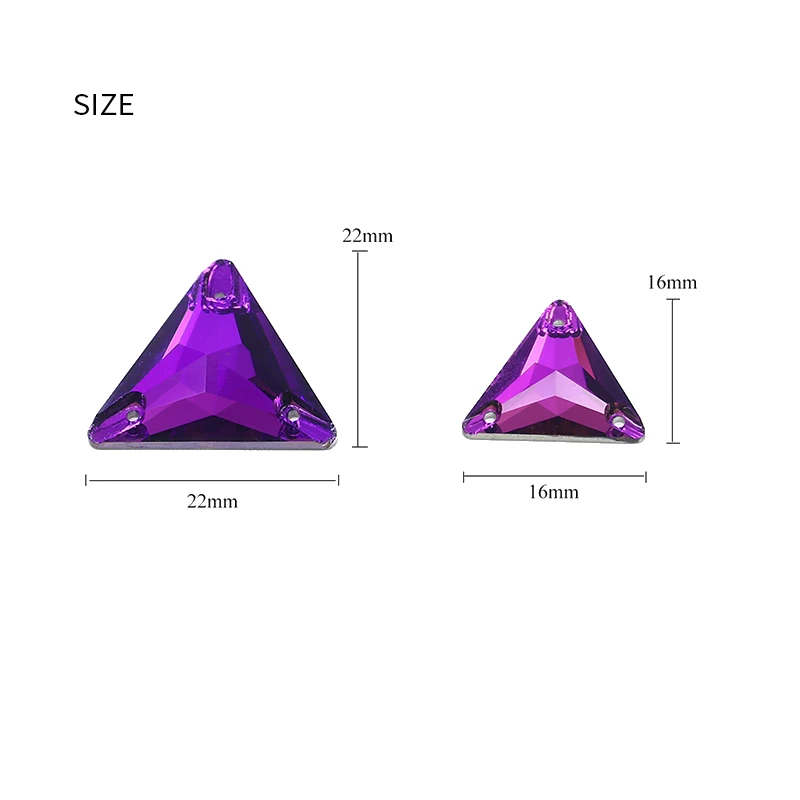 K5 Crystal Sewing Rhinestone Clear AB Gems Glass Crystal Triangles Flatback Sew on Diamond For DIY Garment Bags Shoes 16mm 22mm