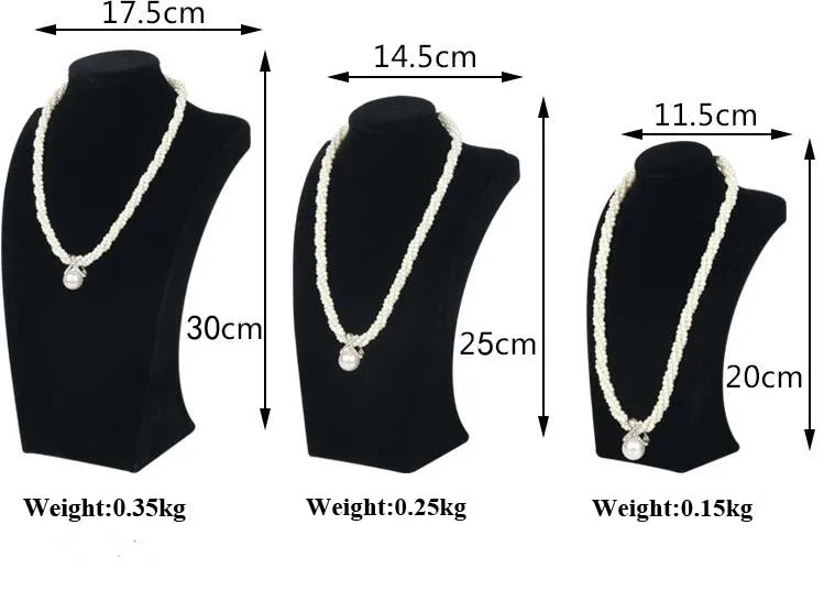 Classic Necklace Stand Jewelry Necklace Pendants Holder Neck Bust Showcase Black Model Mannequin Display Jewelry Organizer Shelf