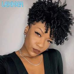 Lekker corto corte Pixie Afro rizado Bob 100% peluca de cabello humano para mujeres cabello Remy brasileño sin pegamento colorido listo para usar peluca