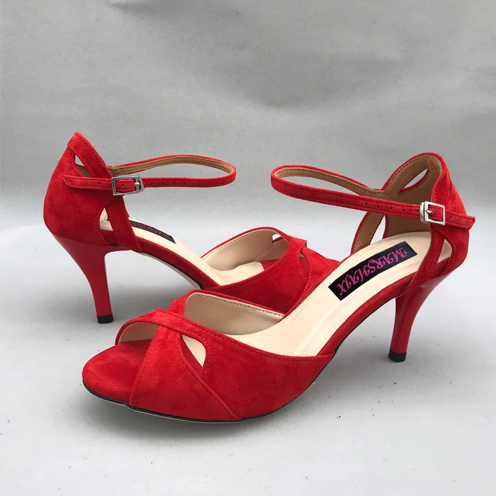 Classico Rosso Scarpe Da Ballo Flamenco Argentina Scarpe da Tango pratice scarpe MST6226ARS Dura di Cuoio Suola 7.5 centimetri 9 centimetri tacco