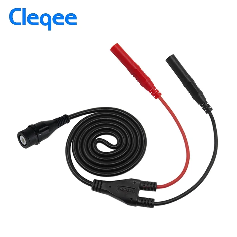 Cleqee P1206 Insulated BNC To Dual 4mm Safe Banana Plug Oscilloscope Test Lead Coaxial Cable BNC Male Plug 50Ohm Wire