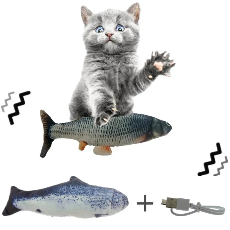 

Cat Wagging Catnip Toy Dancing Moving Floppy Fish Cats Toy USB Charging Simulation Cat Toy Electronic Pet Cat Toy