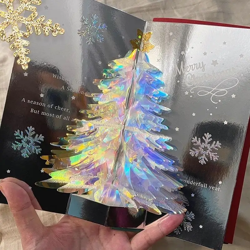 クリスマス用の3次元カード,光沢のある3D,木のポップアップカード,お友達を送信する,クリスマスと新年のプレゼント